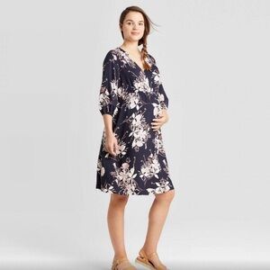 Isabel Maternity By Ingrid & Isabel Floral 3/4 Sleeve Fit And Flare Dress